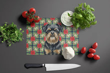 Load image into Gallery viewer, Black and Tan Brussels Griffon Christmas PoinsettIas Glass Cutting Board