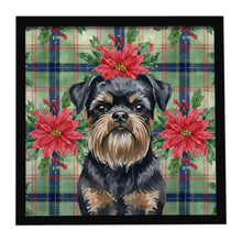 Load image into Gallery viewer, Black and Tan Brussels Griffon Christmas PoinsettIas Framed Metal Print