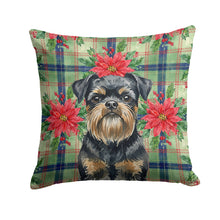 Load image into Gallery viewer, Black and Tan Brussels Griffon Christmas PoinsettIas Throw Pillow