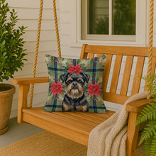 Load image into Gallery viewer, Black and Tan Brussels Griffon Christmas PoinsettIas Throw Pillow