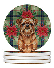 Load image into Gallery viewer, Red Brussels Griffon Christmas PoinsettIas Large Sandstone Coasters Pack of 4