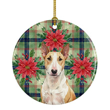 Load image into Gallery viewer, Fawn and White Bull Terrier Christmas PoinsettIas Ceramic Ornament