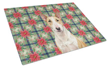 Load image into Gallery viewer, Fawn and White Bull Terrier Christmas PoinsettIas Glass Cutting Board