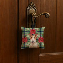 Load image into Gallery viewer, Red and White Bull Terrier Christmas PoinsettIas Hanging Square Fabric Ornament 3.5 x 3.5