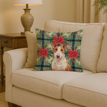 Load image into Gallery viewer, Red and White Bull Terrier Christmas PoinsettIas Throw Pillow