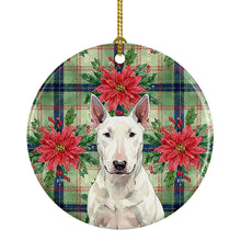 Load image into Gallery viewer, White Bull Terrier Christmas PoinsettIas Ceramic Ornament