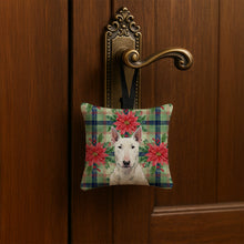 Load image into Gallery viewer, White Bull Terrier Christmas PoinsettIas Hanging Square Fabric Ornament 3.5 x 3.5