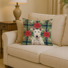 Load image into Gallery viewer, White Bull Terrier Christmas PoinsettIas Throw Pillow