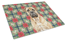 Load image into Gallery viewer, Bullmastiff Christmas PoinsettIas Glass Cutting Board
