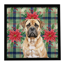Load image into Gallery viewer, Bullmastiff Christmas PoinsettIas Framed Metal Print