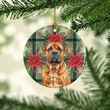 Load image into Gallery viewer, Red Bullmastiff Christmas PoinsettIas Ceramic Ornament