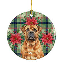 Load image into Gallery viewer, Red Bullmastiff Christmas PoinsettIas Ceramic Ornament