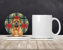 Load image into Gallery viewer, Red Bullmastiff Christmas PoinsettIas Large Sandstone Coasters Pack of 4
