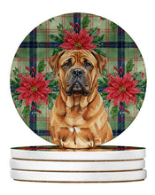 Load image into Gallery viewer, Red Bullmastiff Christmas PoinsettIas Large Sandstone Coasters Pack of 4