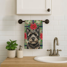 Load image into Gallery viewer, Black Cairn Terrier Christmas PoinsettIas Kitchen Towel