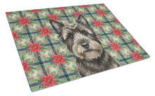 Load image into Gallery viewer, Black Cairn Terrier Christmas PoinsettIas Glass Cutting Board