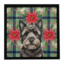 Load image into Gallery viewer, Black Cairn Terrier Christmas PoinsettIas Framed Metal Print