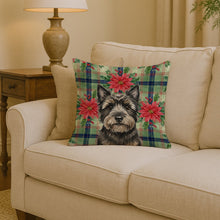 Load image into Gallery viewer, Black Cairn Terrier Christmas PoinsettIas Throw Pillow
