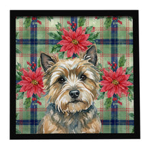 Load image into Gallery viewer, Cairn Terrier Christmas PoinsettIas Framed Metal Print