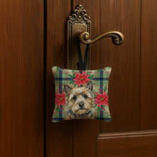 Load image into Gallery viewer, Cairn Terrier Christmas PoinsettIas Hanging Square Fabric Ornament 3.5 x 3.5