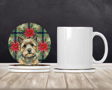 Load image into Gallery viewer, Cairn Terrier Christmas PoinsettIas Large Sandstone Coasters Pack of 4