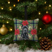 Load image into Gallery viewer, Cane Corso Christmas PoinsettIas Hanging Square Fabric Ornament 3.5 x 3.5