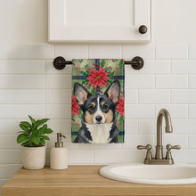 Load image into Gallery viewer, Black and White Cardigan Welsh Corgi Christmas PoinsettIas Kitchen Towel
