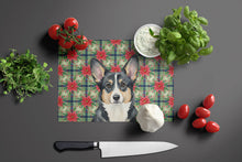 Load image into Gallery viewer, Black and White Cardigan Welsh Corgi Christmas PoinsettIas Glass Cutting Board