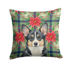 Load image into Gallery viewer, Black and White Cardigan Welsh Corgi Christmas PoinsettIas Throw Pillow