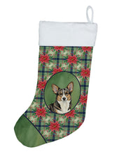 Load image into Gallery viewer, Brindle Cardigan Welsh Corgi Christmas PoinsettIas Holiday Stocking