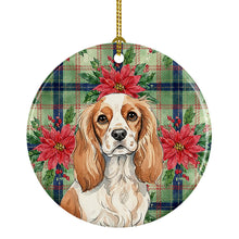 Load image into Gallery viewer, Blenheim Cavalier Spaniel Christmas PoinsettIas Ceramic Ornament