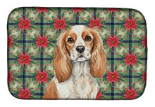 Load image into Gallery viewer, Blenheim Cavalier Spaniel Christmas PoinsettIas Dish Drying Mat