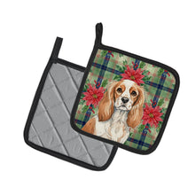 Load image into Gallery viewer, Blenheim Cavalier Spaniel Christmas PoinsettIas Pair of Pot Holders