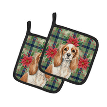 Load image into Gallery viewer, Blenheim Cavalier Spaniel Christmas PoinsettIas Pair of Pot Holders