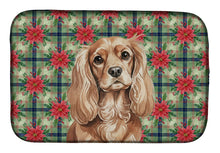 Load image into Gallery viewer, Ruby Cavalier Spaniel Christmas PoinsettIas Dish Drying Mat