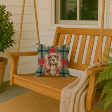 Load image into Gallery viewer, Ruby Cavalier Spaniel Christmas PoinsettIas Throw Pillow