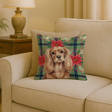 Load image into Gallery viewer, Ruby Cavalier Spaniel Christmas PoinsettIas Throw Pillow
