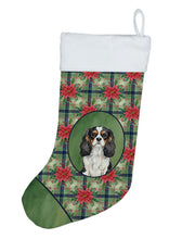 Load image into Gallery viewer, Tricolor Cavalier Spaniel Christmas PoinsettIas Holiday Stocking