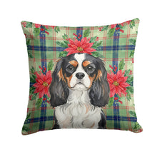 Load image into Gallery viewer, Tricolor Cavalier Spaniel Christmas PoinsettIas Throw Pillow