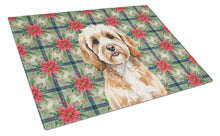 Load image into Gallery viewer, Cavapoo Christmas PoinsettIas Glass Cutting Board