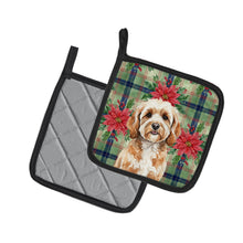 Load image into Gallery viewer, Cavapoo Christmas PoinsettIas Pair of Pot Holders