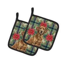 Load image into Gallery viewer, Chesapeake Bay Retriever Christmas PoinsettIas Pair of Pot Holders