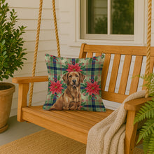 Load image into Gallery viewer, Chesapeake Bay Retriever Christmas PoinsettIas Throw Pillow