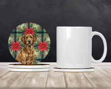Load image into Gallery viewer, Chesapeake Bay Retriever Christmas PoinsettIas Large Sandstone Coasters Pack of 4