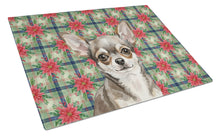Load image into Gallery viewer, Chihuahua Christmas PoinsettIas Glass Cutting Board