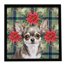 Load image into Gallery viewer, Chihuahua Christmas PoinsettIas Framed Metal Print