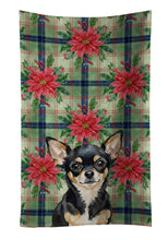 Load image into Gallery viewer, Black and Tan Chihuahua Christmas PoinsettIas Kitchen Towel