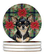 Load image into Gallery viewer, Black and Tan Chihuahua Christmas PoinsettIas Large Sandstone Coasters Pack of 4