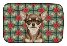 Load image into Gallery viewer, Chocolate Chihuahua Christmas PoinsettIas Dish Drying Mat
