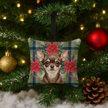 Load image into Gallery viewer, Chocolate Chihuahua Christmas PoinsettIas Hanging Square Fabric Ornament 3.5 x 3.5